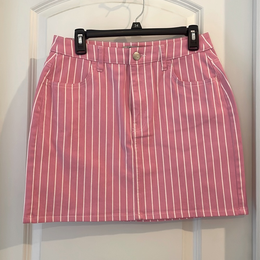 Victor Glemoud, pink stripe denim skirt, size 10, NEVER WORN